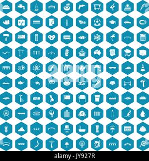 100 bridge icons sapphirine violet Stock Vector