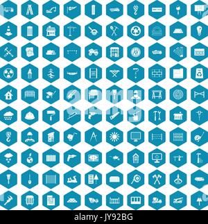 100 building materials icons sapphirine violet Stock Vector