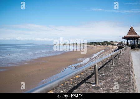 Looking down the beach at Burnham on Sea, Somerset one of the longest beaches in England. Stock Photo