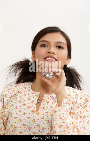 Malay Woman Holding A Big Diamond Stock Photo Alamy