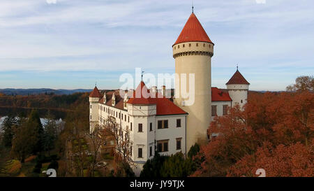 Aerial view of Medieval castle Konopiste in Czech republic, Drone view Stock Photo