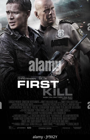 RELEASE DATE: July 12, 2017 TITLE: First Kill STUDIO: Lionsgate DIRECTOR: Steven C. Miller PLOT: A Wall Street broker is forced to evade a police chief investigating a bank robbery as he attempts to recover the stolen money in exchange for his son's life. STARRING: BRUCE WILLIS as Howell, HAYDEN CHRISTENSEN as Will. (Credit Image: © Lionsgate/Entertainment Pictures) Stock Photo