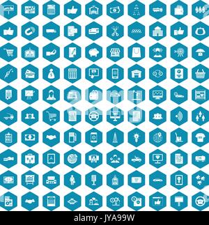 100 business icons sapphirine violet Stock Vector