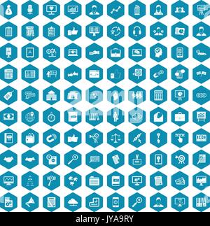 100 business training icons sapphirine violet Stock Vector