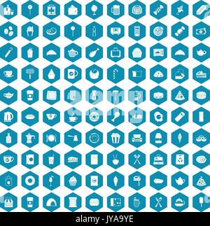100 cafe icons sapphirine violet Stock Vector