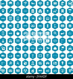 100 car icons sapphirine violet Stock Vector