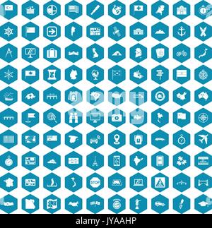 100 cartography icons sapphirine violet Stock Vector