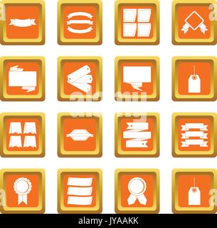 Different colorful labels icons set orange Stock Vector