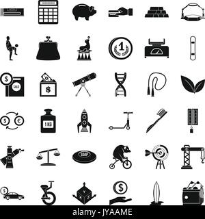 Number balance icons set, simple style Stock Vector