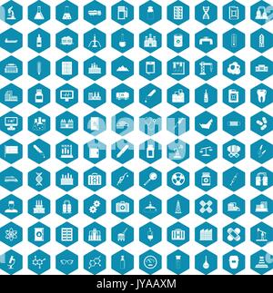 100 chemical industry icons sapphirine violet Stock Vector