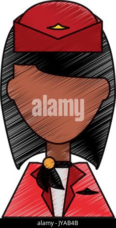 stewardess profile cartoon Stock Vector