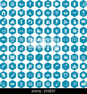 100 childhood icons sapphirine violet Stock Vector