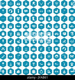 100 children icons sapphirine violet Stock Vector