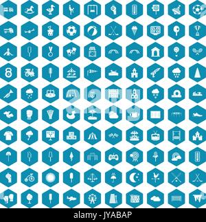 100 childrens playground icons sapphirine violet Stock Vector