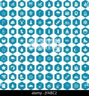 100 christmas icons sapphirine violet Stock Vector