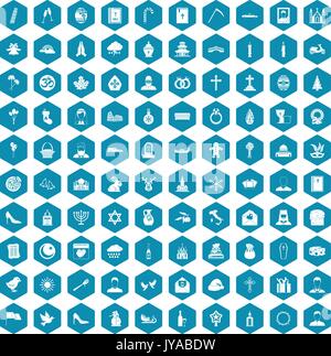 100 church icons sapphirine violet Stock Vector