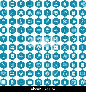 100 college icons sapphirine violet Stock Vector