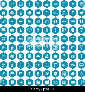 100 construction icons sapphirine violet Stock Vector