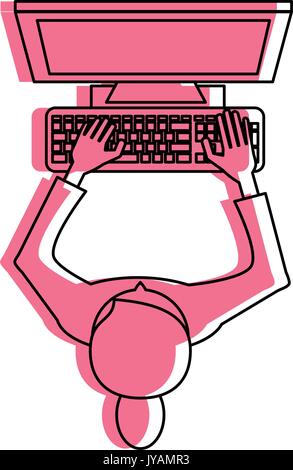 woman using computer icon image frontview Stock Vector Image & Art - Alamy