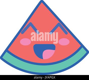 kawaii cute happy slice watermelon fruit Stock Vector