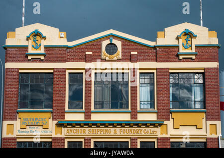 Edwardian-era shipping company building, now vacant, at Port Nelson, New Zealand Stock Photo