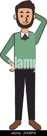 smiling man in casual clothes standing character Stock Vector