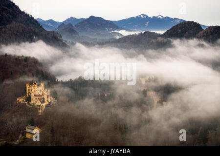 Panoramic view of Hohenschwangau Castle, Bavaria, 2016. Landscape format. Stock Photo