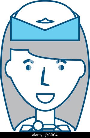 stewardess profile cartoon Stock Vector