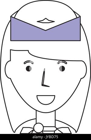 stewardess profile cartoon Stock Vector