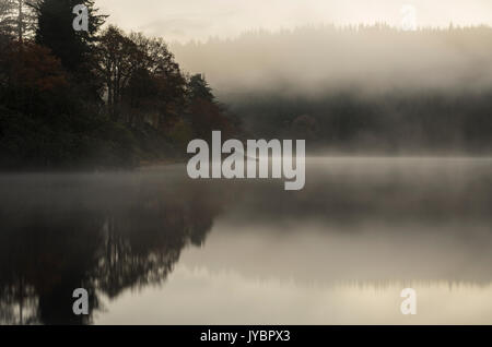 Morning mist on Loch Ard, Scotland Stock Photo