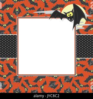 bat with blank board on bats seamless pattern for halloween themes designs Stock Vector