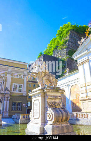 Salzburg, Austria - May 01, 2017: The Horsepond at the Herbert von Karajan Platz in Salzburg, Austria. Stock Photo