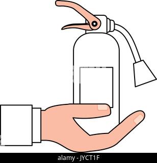 Firefighter Holding a Fire Extinguisher Colored Stock Vector Image ...