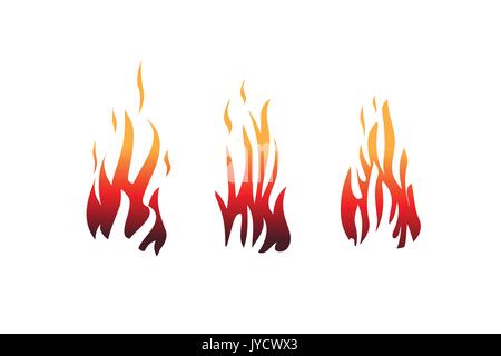 set of flames, flame illustration, icon design, isolated on white background. Stock Vector