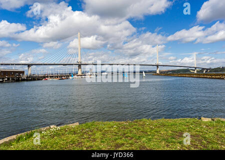Almost completed road bridge Queensferry Crossing spanning the Firth of Forth west of Edinburgh between south and North Queensferry in Sccotland UK Stock Photo