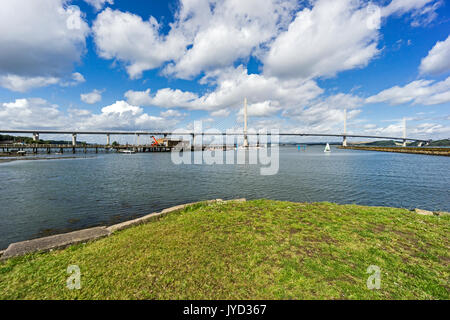 Almost completed road bridge Queensferry Crossing spanning the Firth of Forth west of Edinburgh between south and North Queensferry in Sccotland UK Stock Photo