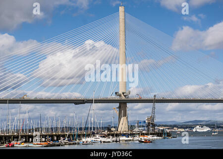 Almost completed road bridge Queensferry Crossing spanning the Firth of Forth west of Edinburgh between south and North Queensferry in Sccotland UK Stock Photo