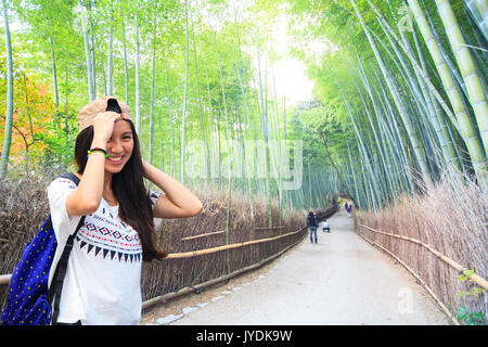 The beautiful Arashiyama Bamboo forest in Kyoto, Japan Stock Photo