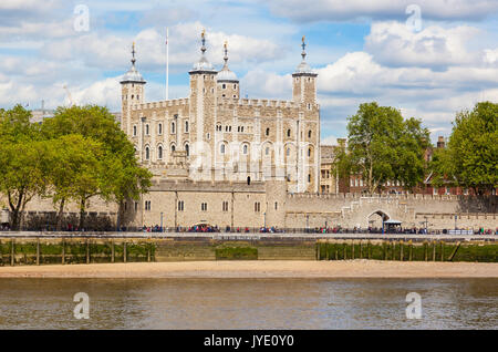 Her Majesty's Royal Palace and Fortress, more commonly known as the Tower of London, is a historic castle on the north bank of the River Thames in cen Stock Photo