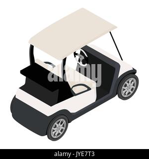 Vector illustration of isometric perspective 3d white golf cart. Golf car Stock Vector