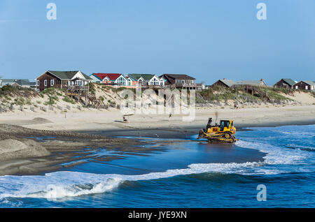 Rebuilding eroded beach, Nags Head, Outer Banks, North Carolina, USA. Stock Photo