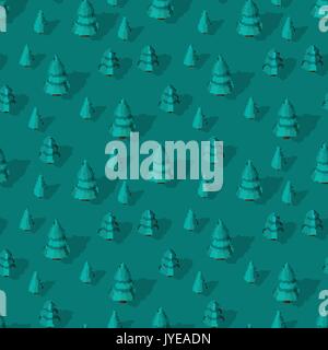 Seamless pattern with isometric trees Stock Vector