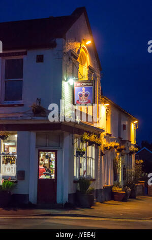 Exterior of the Crown Inn, Leiston, Suffolk, England at night Stock Photo