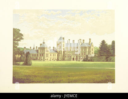 This image is from 'Morris’s County Seats' published in 1879, showing Walton Hall in Warwickshire, an example of British estate architecture from the late 19th century. Stock Photo