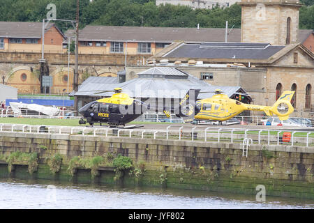 Police Helicopter Involved in Pub Crash Stock Photo