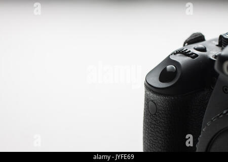 close-up of a dslr shutter release button on isolated background Stock Photo