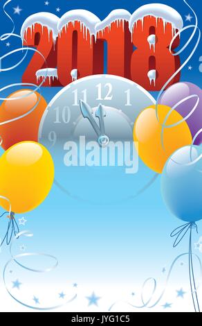 Background with design elements for the poster celebrating New Year 2018 Stock Vector