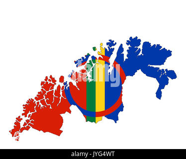 Finnmark and Troms county map merged Stock Photo