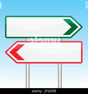 Blank Road Sign Board on white Background, Pair of roadsigns isolated - Vector Illustration Stock Vector