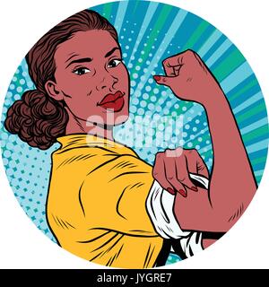 we can do it black woman African American pop art avatar charact Stock Vector